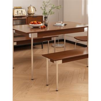實木餐桌復古小戶型家用中古北歐極簡長桌子原木現代輕奢家具椅子