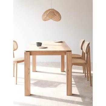 北歐極簡白蠟木實木餐桌家用簡約長方形設計師辦公桌書桌原木茶桌