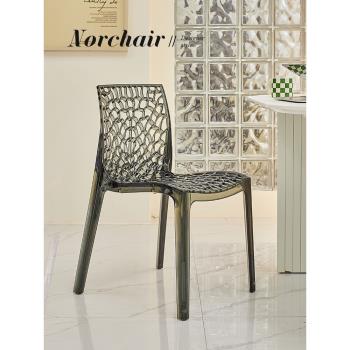NORCHAIR創意亞克力鏤空餐椅輕奢家用透明書桌椅靠背臥室化妝椅子