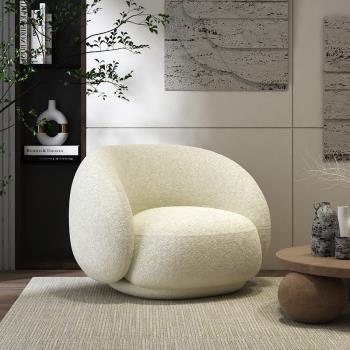北歐辦公室創意沙發組合簡約現代圓弧網紅接待會客羊羔絨布藝沙發