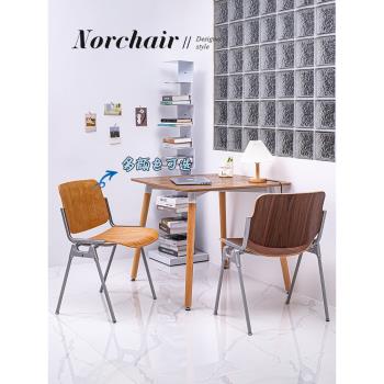 Norchair中古鐵藝餐椅家用靠背書房辦公椅簡約客廳小戶型復古椅子