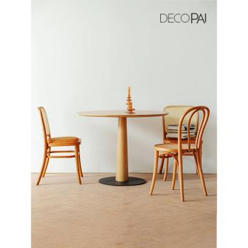 實木圓餐桌小戶型客廳現代簡約餐廳白橡木天尺設計師飯桌北歐圓桌