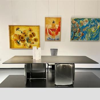 ins網紅現代北歐設計師藝術不銹鋼長方形餐桌創意客廳別墅樣板房