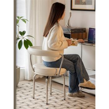 北歐設計師創意不銹鋼家用餐椅現代簡約可旋轉包豪斯辦公休閑椅子