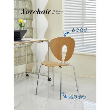 NORCHAIR北歐靠背餐椅現代簡約家用臥室梳妝椅網紅復古咖啡廳椅子