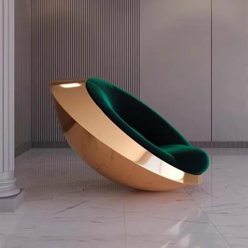 意大利設計師玻璃鋼異形UFO飛碟椅酒店藝術個性休閑椅單人沙發椅