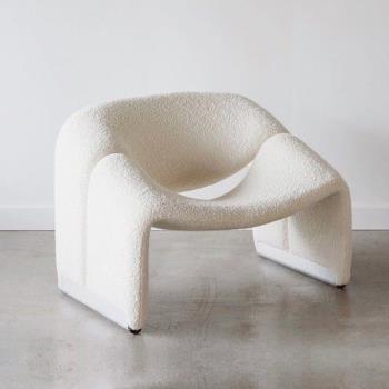 集舍復古設計師微笑椅丹麥弧形單人沙發北歐侘寂風休閑單椅網紅椅