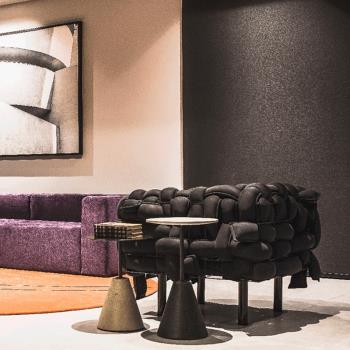 意式輕奢布藝異形編織單人沙發椅設計師網紅樣板房客廳極簡休閑椅