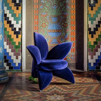 北歐時尚個性異形花朵沙發椅樣板房別墅設計師百合花瓣布藝休閑椅