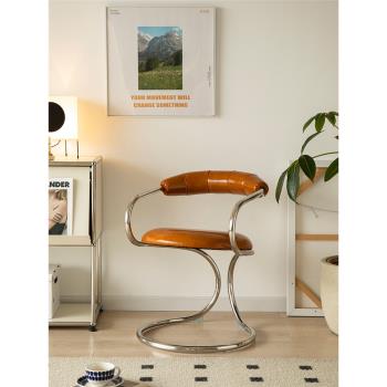 復古餐椅設計師創意蛇椅包豪斯椅子家用靠背扶手椅子輕奢高級感