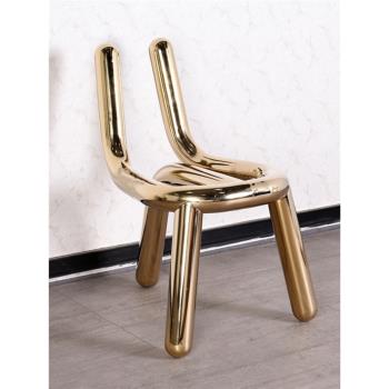 創意戶外鋼管造型休閑椅電鍍椅子設計師玻璃鋼椅沙發椅服裝店單椅