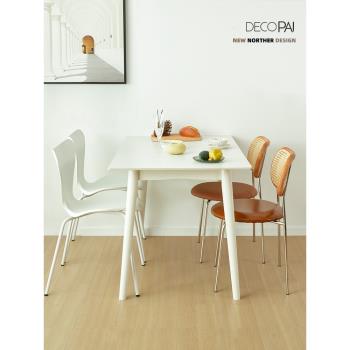 餐桌家用小戶型現代簡約輕奢餐廳飯桌白色北歐網紅長方形巖板桌子