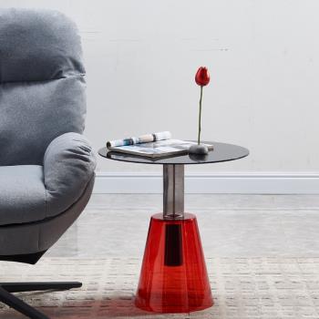 意式輕奢網紅彩色玻璃北歐設計創意簡約藝術極簡客廳沙發邊角茶幾
