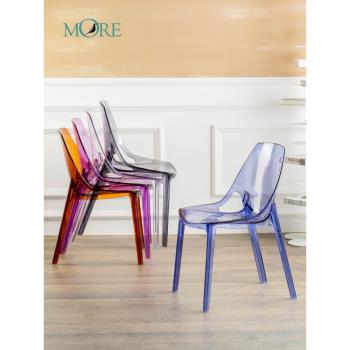 北歐亞克力椅子透明餐椅輕奢家用靠背化妝椅網紅ins風塑料水晶椅