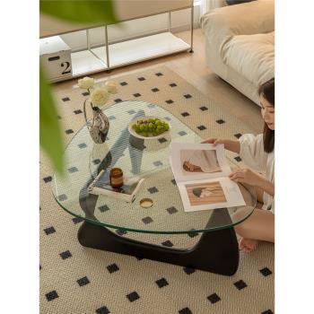野口勇noguch茶幾小戶型設計師網紅鋼化玻璃實木茶桌現代簡約桌子