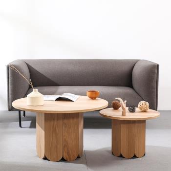 實木茶幾組合創意簡約日式小戶型圓形小桌子家用客廳網紅ins茶桌