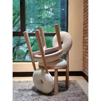 餐椅北歐設計師椅子靠背椅書桌椅梳妝椅化妝椅家用羊羔絨椅全實木