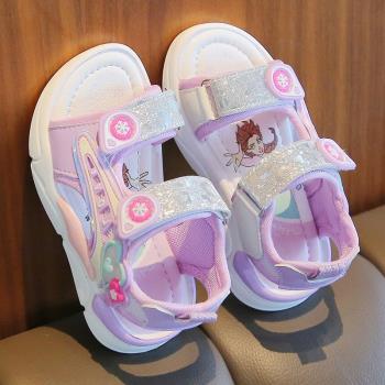 女童涼鞋2023夏季新款公主小女孩沙灘鞋中小童軟底寶寶透氣寶寶鞋