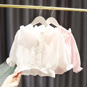 女童防曬衣夏裝2024新款韓版洋氣女寶寶夏季空調衫輕薄透氣小外套