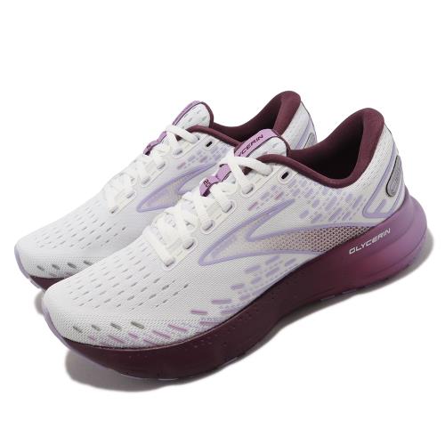 Brooks 慢跑鞋 Glycerin 20 女鞋 白 紫 緩衝 氮氣中底 運動鞋 路跑 甘油系列 20代 1203691B168