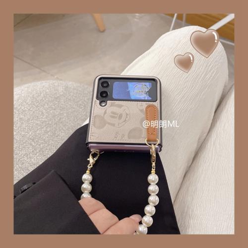 適用于三星zflip4手機殼Galaxy Z Flip4折疊屏zflip3保護套Flip3高檔皮紋filp4全包防摔外殼4代套殼