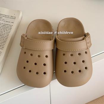 細細條 兒童洞洞鞋夏季外穿可愛男童女童寶寶沙灘鞋包頭親子涼鞋