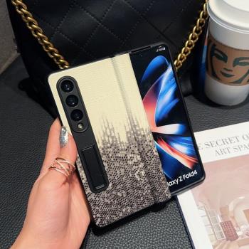 適用三星zfold4手機殼zfold5折疊屏防摔W23手機套W24保護套zfold3喜馬拉雅殼膜一體W22網紅潮牌中軸鉸鏈全包