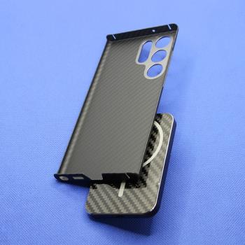 適用三星S23Ultra強磁力車載magsafe碳纖維內建磁吸環商務手機殼