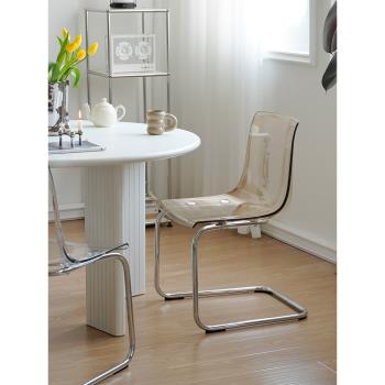 設計師亞克力透明椅子 網紅ins創意靠背藍色餐椅托亞斯水晶化妝凳
