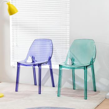 設計師ins透明餐椅 亞克力網紅塑料家具靠背北歐鏡面現代簡約椅子