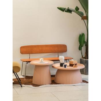 北歐創意ins茶幾 小戶型現代簡約圓形沙發邊幾塑料矮桌床頭小圓桌