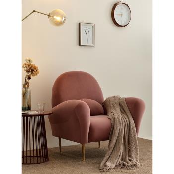 北歐布藝沙發現代簡約單人老虎椅子小戶型客廳臥室休閑輕奢沙發椅
