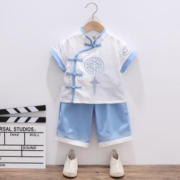 男童漢服夏季古風女童超仙夏裝唐裝表演服古裝寶寶中國風周歲禮服