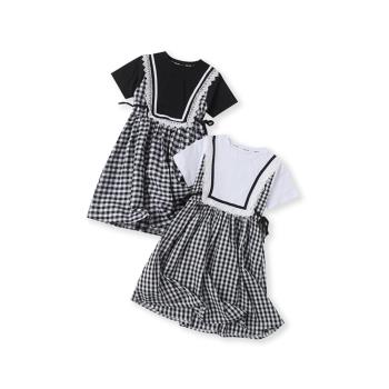 110-170碼女童黑白格子連衣裙夏季新款中大童棉質裙子網紅洋氣N3