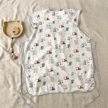 夏季無袖新款繭綢寶寶餐椅一體式罩衣嬰兒防臟神器兒童反穿衣防水