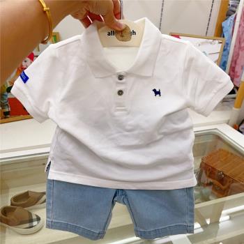 出口韓國童裝 23夏男寶兒童翻領上衣 舒適百搭POLO衫 短袖T恤上衣