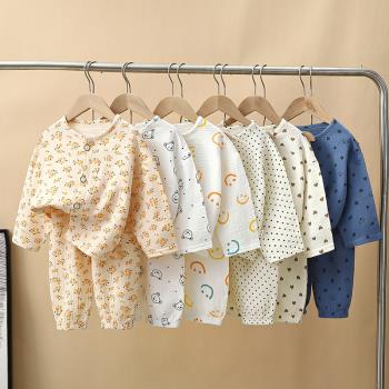 嬰兒棉紗睡衣女寶寶夏裝兒童1歲半2純棉3春男童夏季衣服套裝薄款4