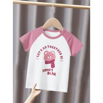 27home童裝品牌外貿原單女寶寶2023夏季新款兒童純棉卡通短袖T恤