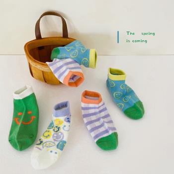 兒童夏季襪子男童女童船襪薄款2023新款寶寶笑臉透氣薄襪小童短襪