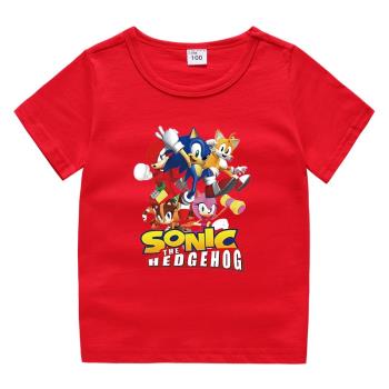 Sonic索尼克刺猬音速小子兒童短袖T恤純棉男童女孩圓領透氣夏裝潮
