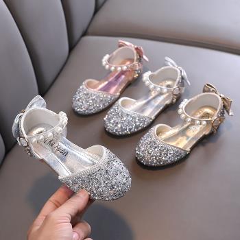 女童公主鞋水晶鞋2023新款春夏兒童皮鞋中大童小女孩單鞋表演鞋子