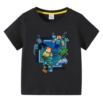 我的世界Minecraft兒童夏裝裝短袖2023新款純棉上衣男孩男童T恤潮