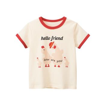 27home品牌純棉女童夏裝韓版童裝夏季卡通鴨子兒童外貿短袖T恤