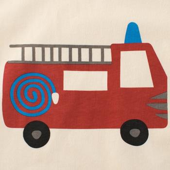 27kids純棉韓版童裝短袖t恤男童2023夏季兒童外貿衣服卡通消防車
