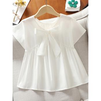 女童娃娃衫夏季白色新款兒童裝純棉短袖上衣夏款韓版女孩襯衫夏裝