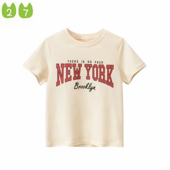夏季童裝兒童短袖圓領T恤衫中大女童半袖字母上衣男童純棉衣服