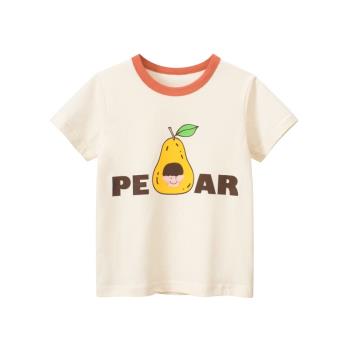 27home品牌純棉短袖T恤女童2024夏裝兒童卡通水果梨童裝半袖上衣