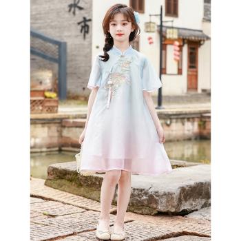 女童夏裝連衣裙2023新款中國風旗袍裙子夏季清涼網紅兒童仙氣漢服