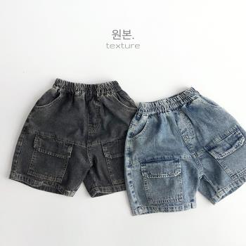 吼酷工裝風~版型贊~日韓夏季兒童牛仔短褲男女潮寶個性洋氣口袋潮