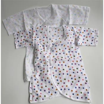 出口日本夏輕薄透氣紗布嬰兒偏襟系帶蝴蝶衣新生兒連身衣哈衣B026
